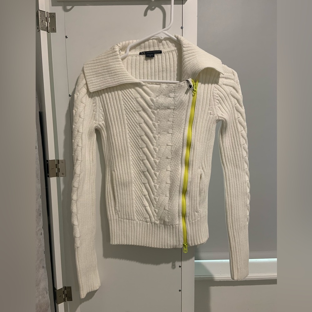 Armani Exchange Sweater with Neon Zipper
